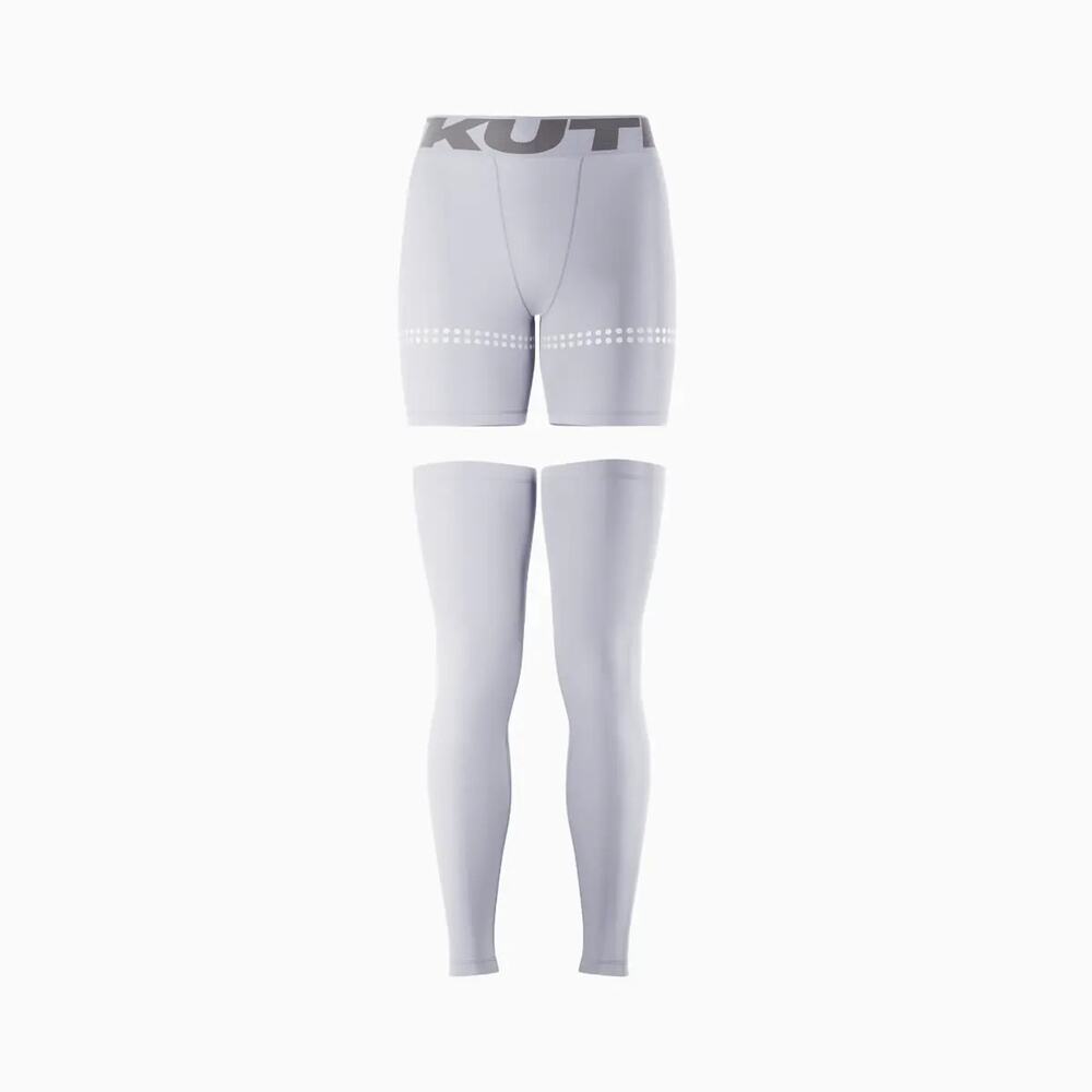 KUTFTBL Mens Compression Padded Shorts Leg Sleeves Set XL White Athletic Base